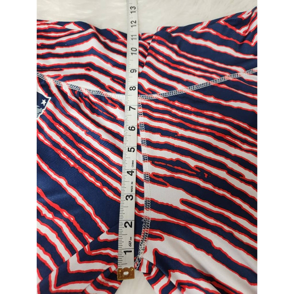 New England Patriots Majestic Women Leggings Blue Red Zebra Print Stretch Pant L - Picture 5 of 7